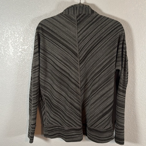 Prana Gray Black Stripe Open Front Cardigan Size Medium - Picture 5 of 7
